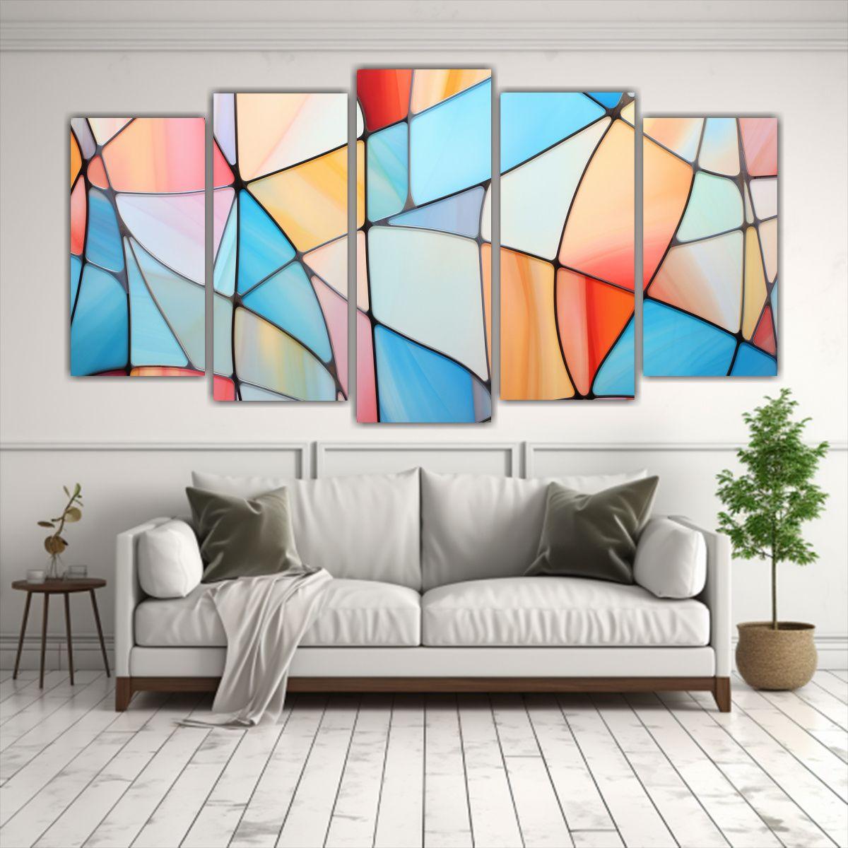 Pintura Decorativa Abstracta Estilo Vitral En 200x100 Cm-2