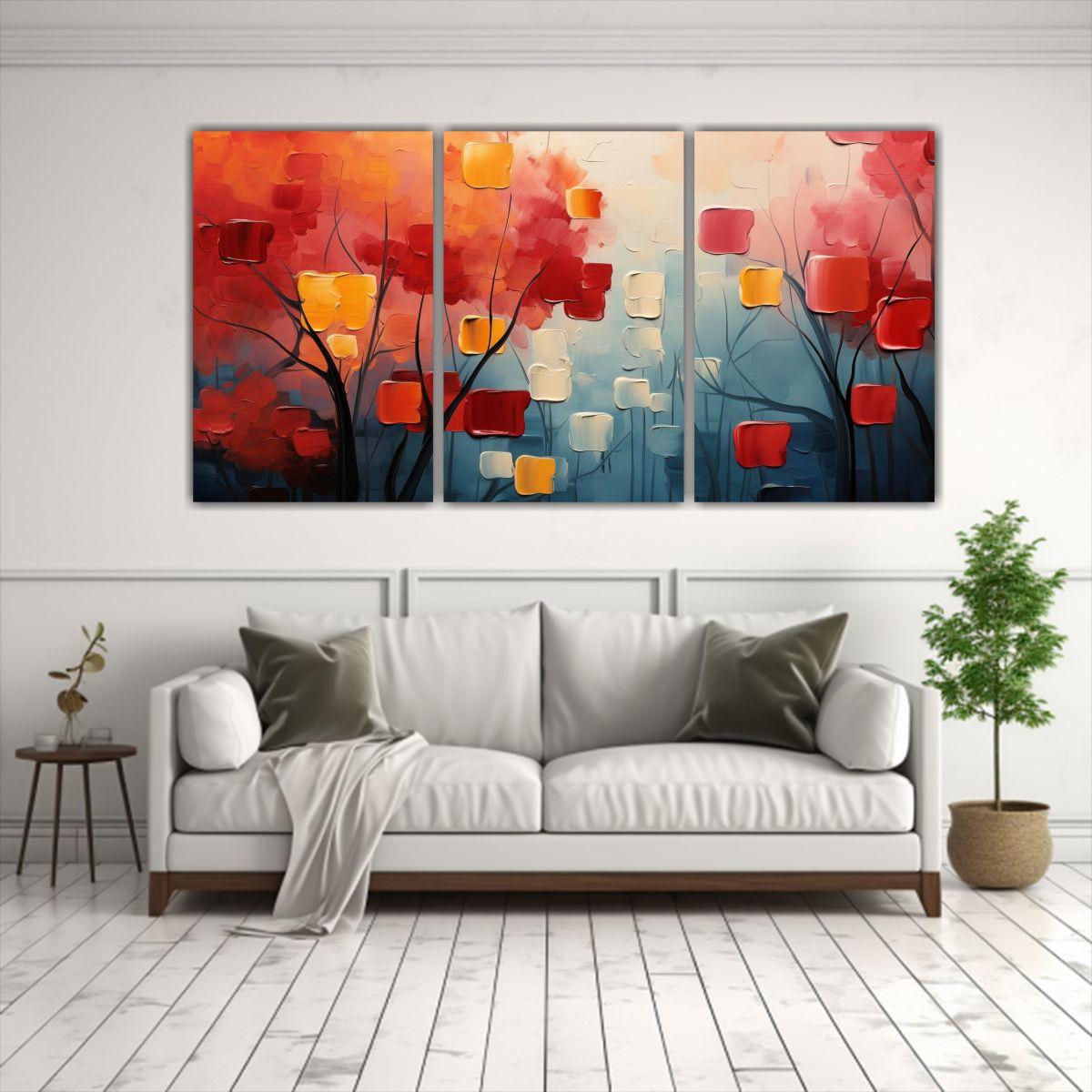 Pintura Decorativa Abstracta Bosque De Tres Artes 120x60 Cm-2
