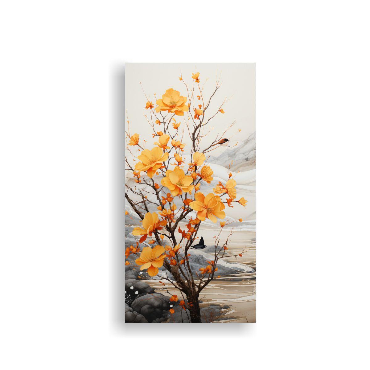 Pintura Abstracta En Colores Oro Y Negro De Un 30x60cm-0