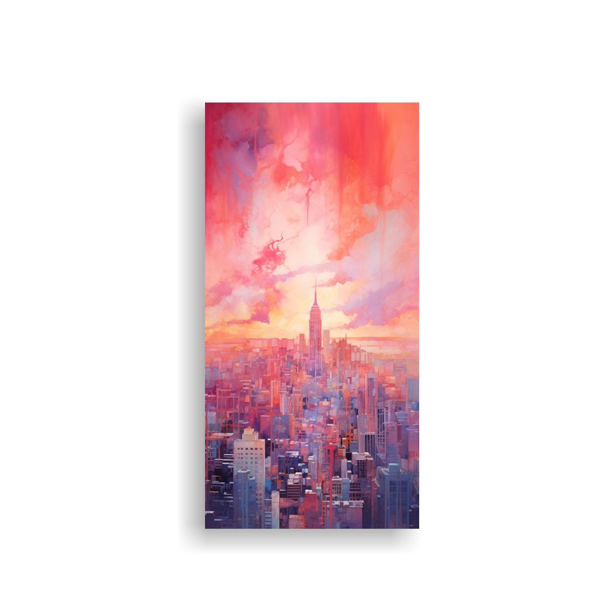 Pintura Decorativa De Manhattan, Ciudad Vibrante 60x120cm-0