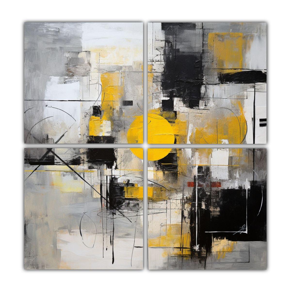 Cuadro De Arte Con Pintura Salpicada Sobre Lienzo 120x120 Cm-0