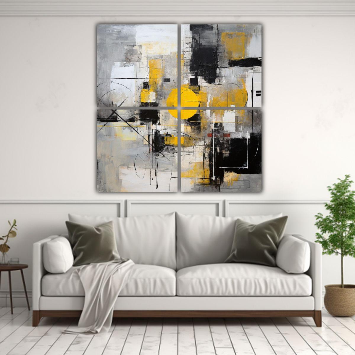 Cuadro De Arte Con Pintura Salpicada Sobre Lienzo 120x120 Cm-2