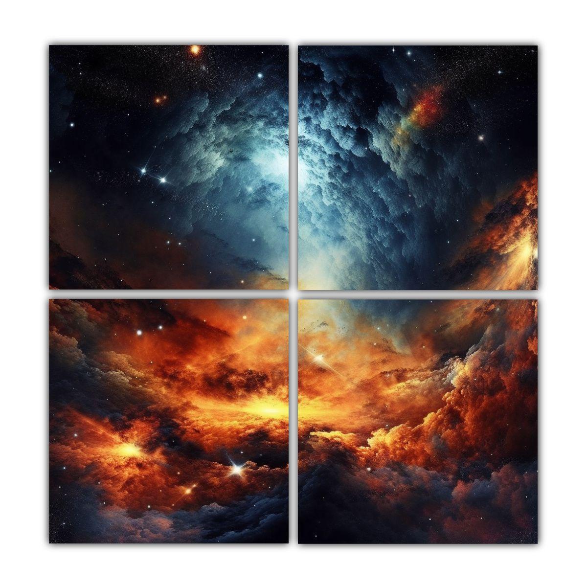 Cuatro Lienzos Decoración Exuberantes Arte ZT 140x140 Cm-0