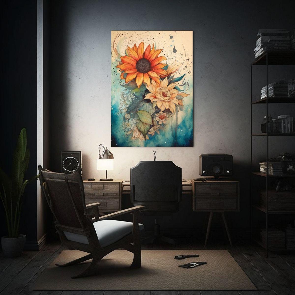 Pintura Decorativa De Flores Estilo Acuarela E 40x50 Cm-2