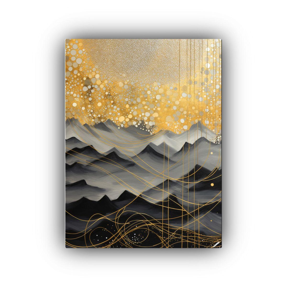 Cuadro Abstracto Dorado Y Negro Arte Expresión 40x60cm-0