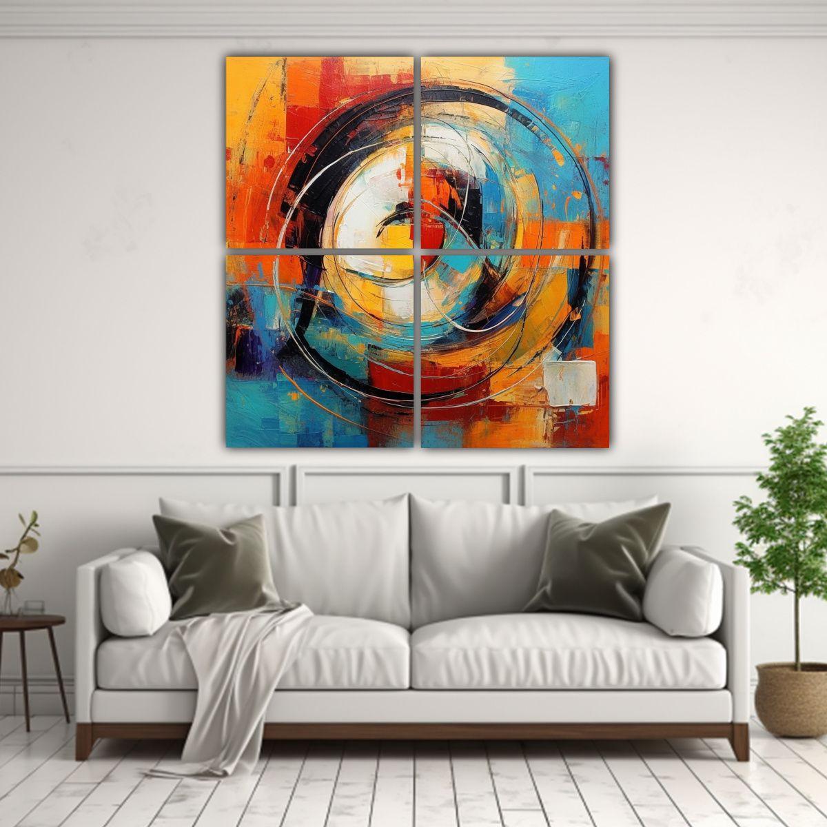Cuatro Pinturas Abstractas De Arte Cultural En 40x40 Cm-2