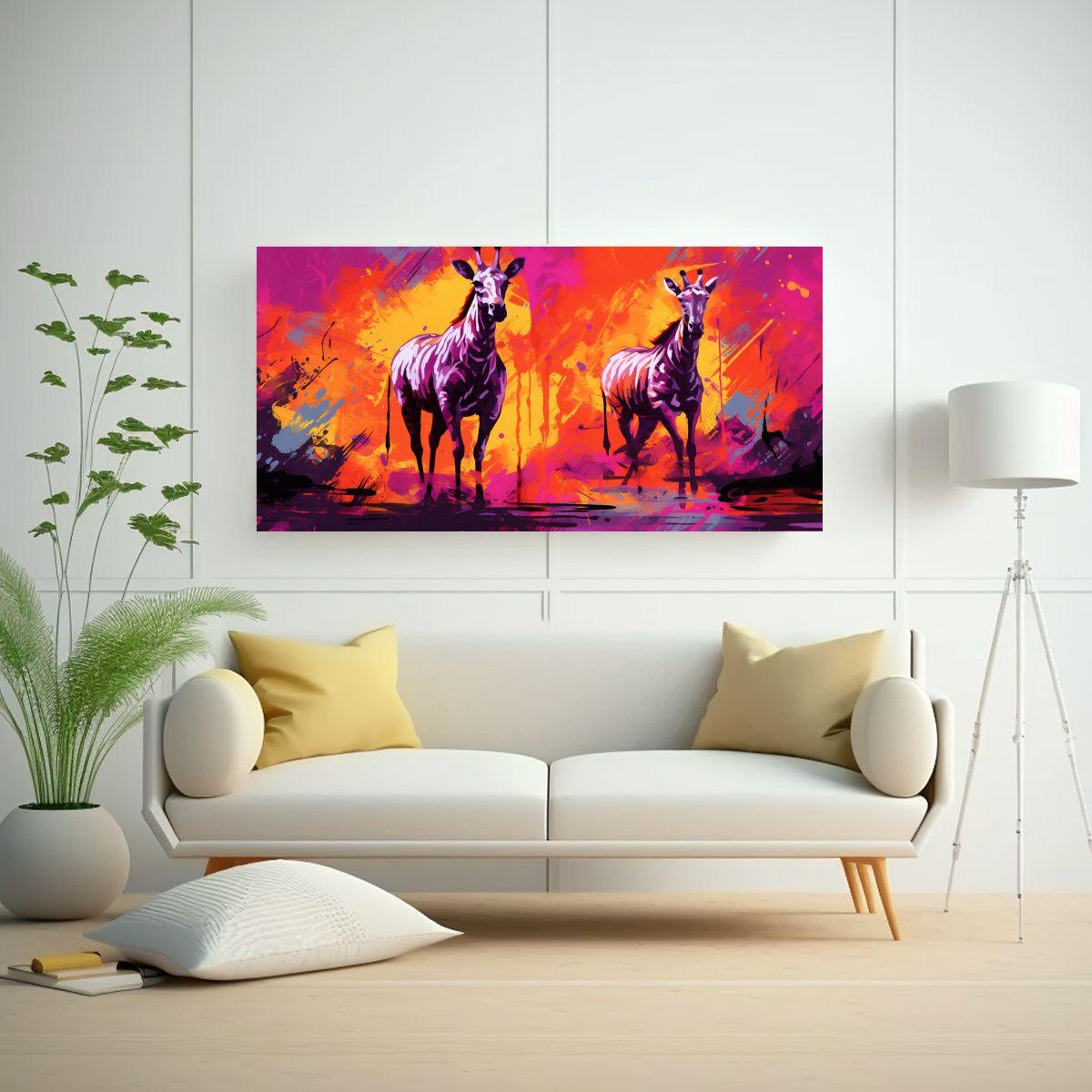 Cuadro Colores Efecto Safari Animales Vibrantes Y 120x60cm-2