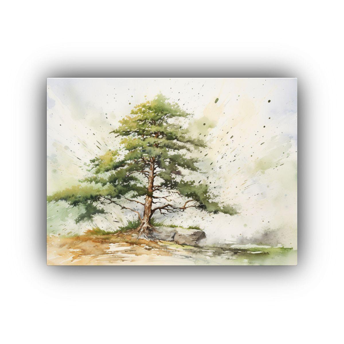 Cuadro Abstracto Estilo Galería: Equilibrio De Un árbol De 60x40cm-0