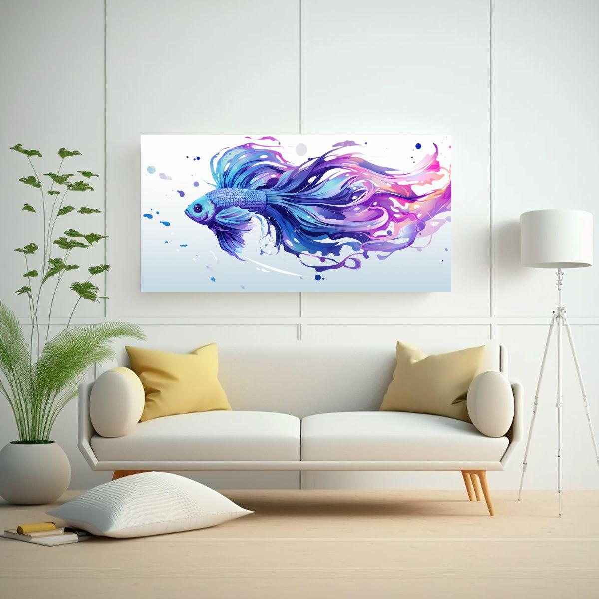 Cuadro Tela Canvas Protagonismo Pez De Acuario En  60x30cm-2