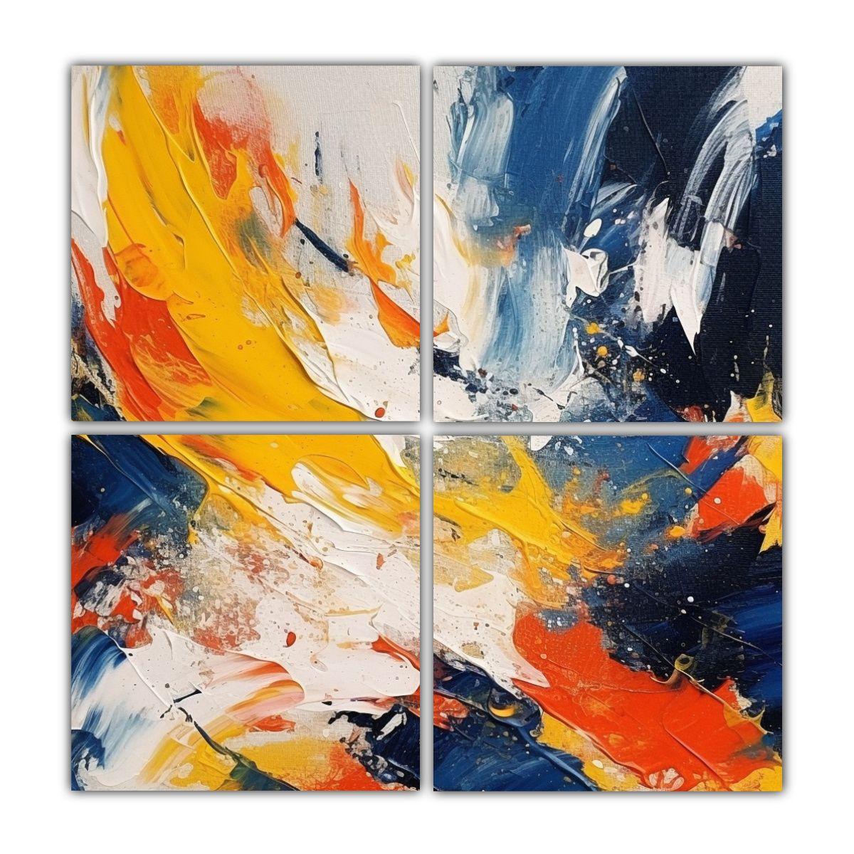 Cuatro Telas En Bastidor Clásico Que Simbolizan 100x100 Cm-0