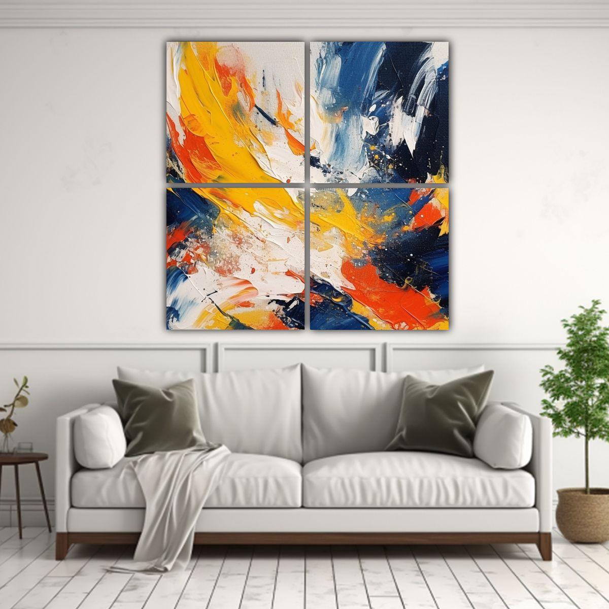 Cuatro Telas En Bastidor Clásico Que Simbolizan 100x100 Cm-2