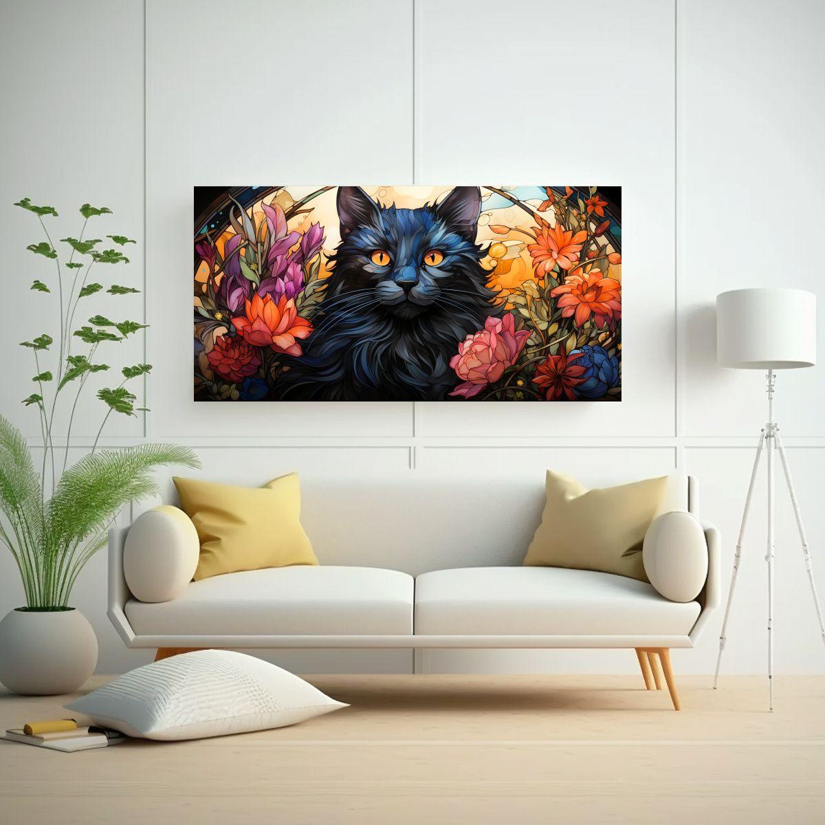 Pinturas De Decoración De Vidrieras De Gatos 160x80cm-2