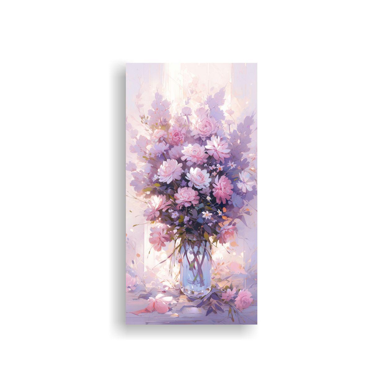 Pintura En Bastidor Estilo Galería Floral 20x40cm-0