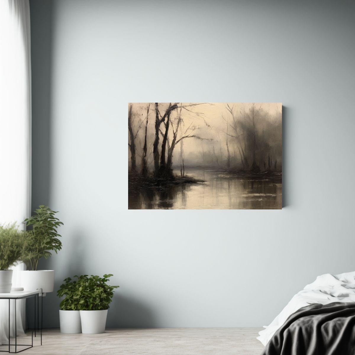 Cuadro De Decoración Con árboles Frente A Un Río En Lienz 50x40cm-2