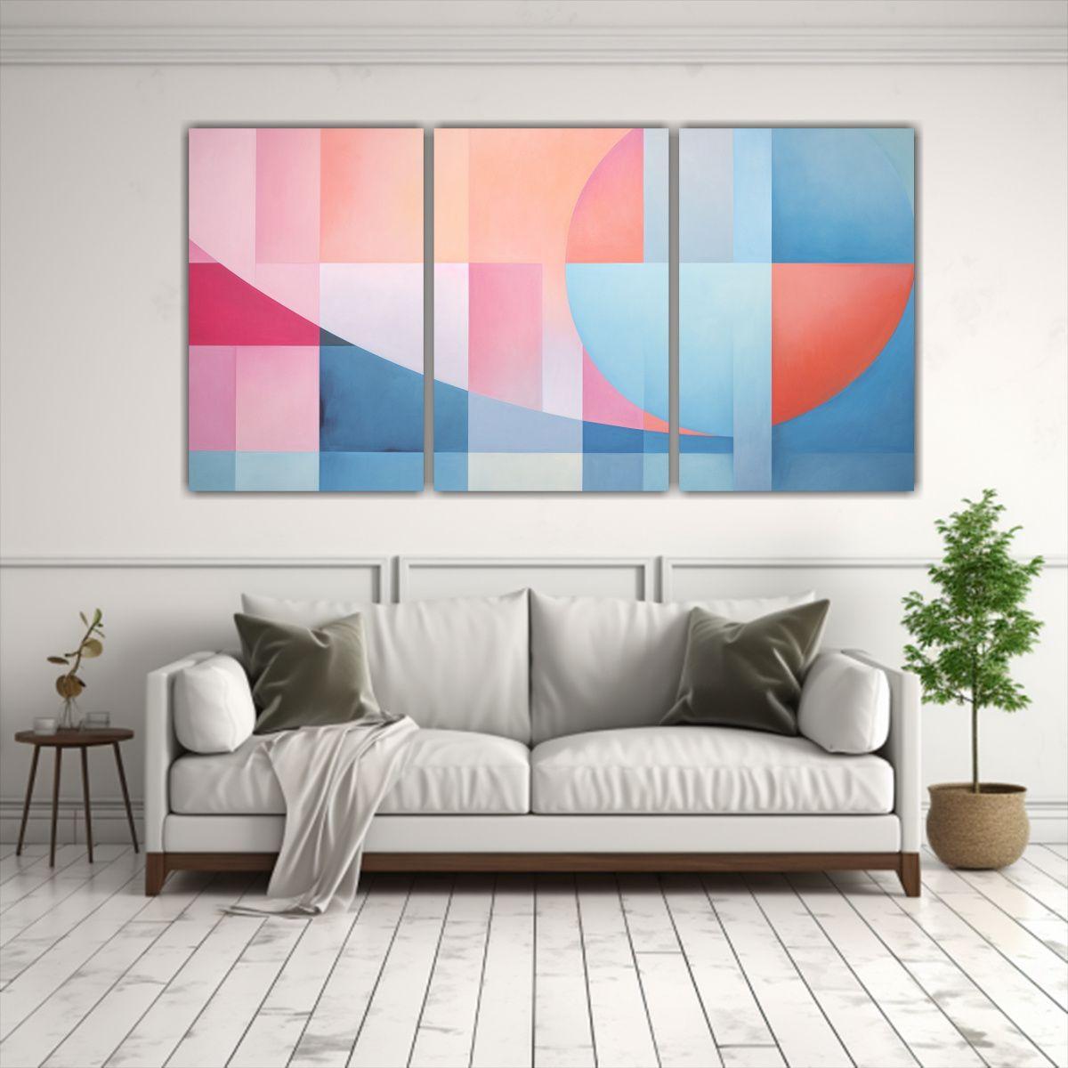 Artes De Pared Geométricas Abstracción 60x30 Cm-2