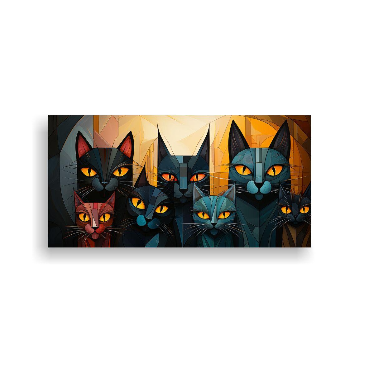 Cuadro Gatos Colores Modernos Retrato Grupo 120x60cm-0