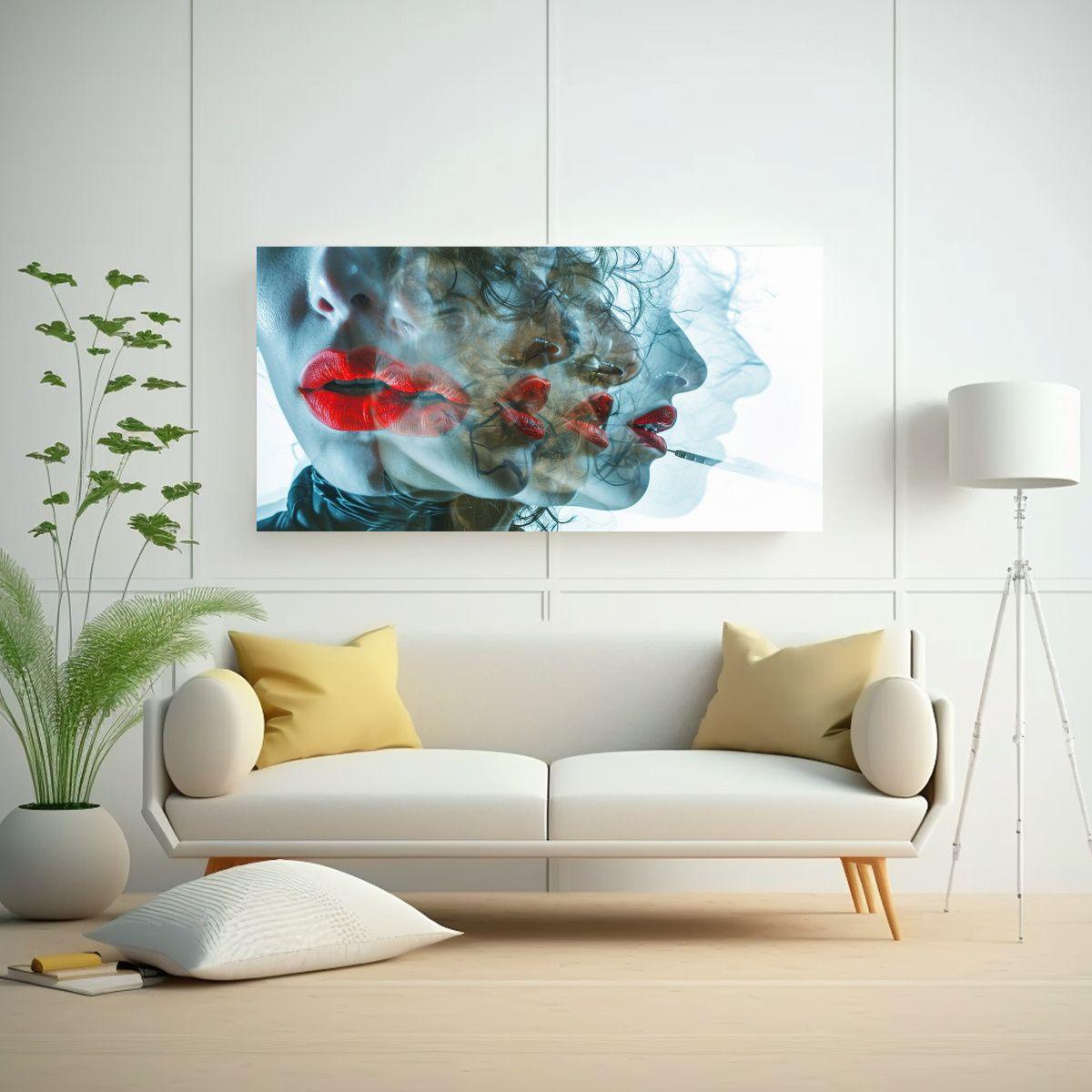 Cuadros Decorativos Urbano Conceptual: Labios 80x40 Cm-2