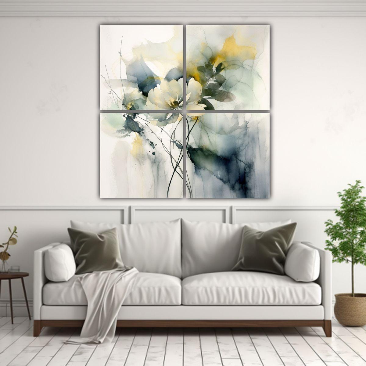 Pintura Abstracta Moderna De Acuarela Con Colores 160x160 Cm-2