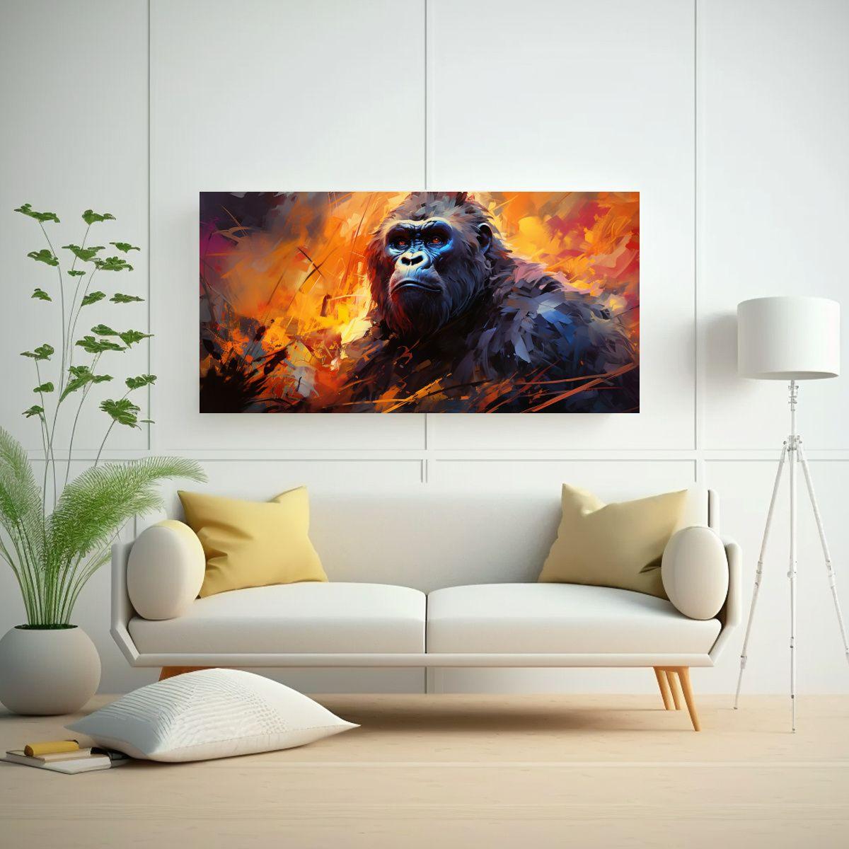 Lienzo De Tela Gorilas Estilo Pintura Al Estilo 40x20cm-2