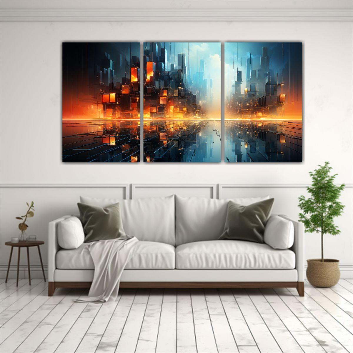 Pinturas Decorativas Abstractas En Bastidor 60x30 Cm-2