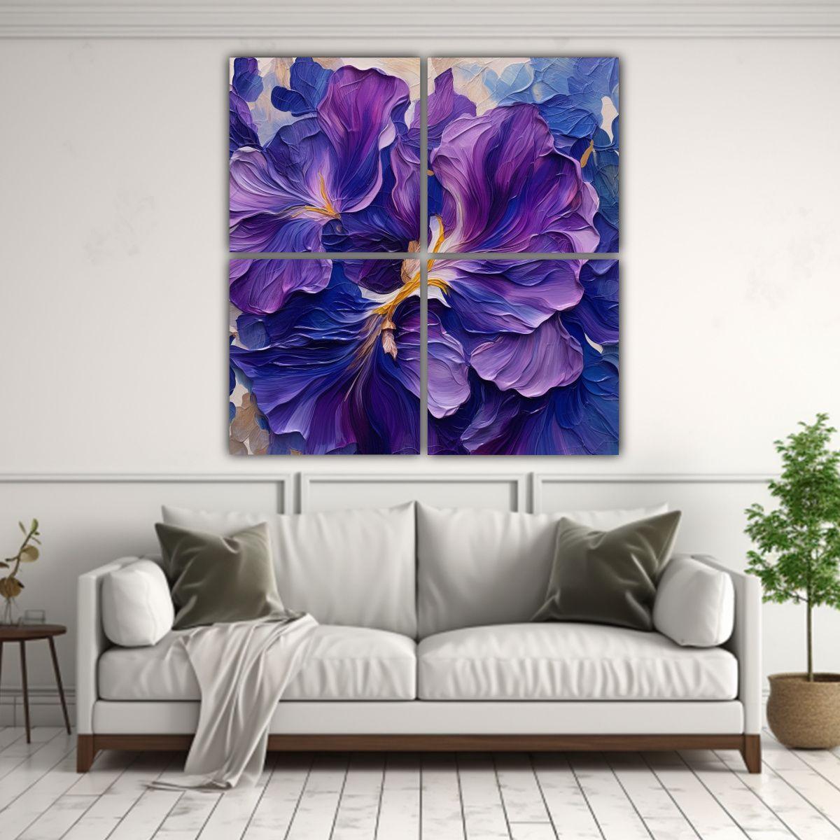 Cuadro Decorativo De Lienzo Violeta De Patrón 100x100 Cm-2