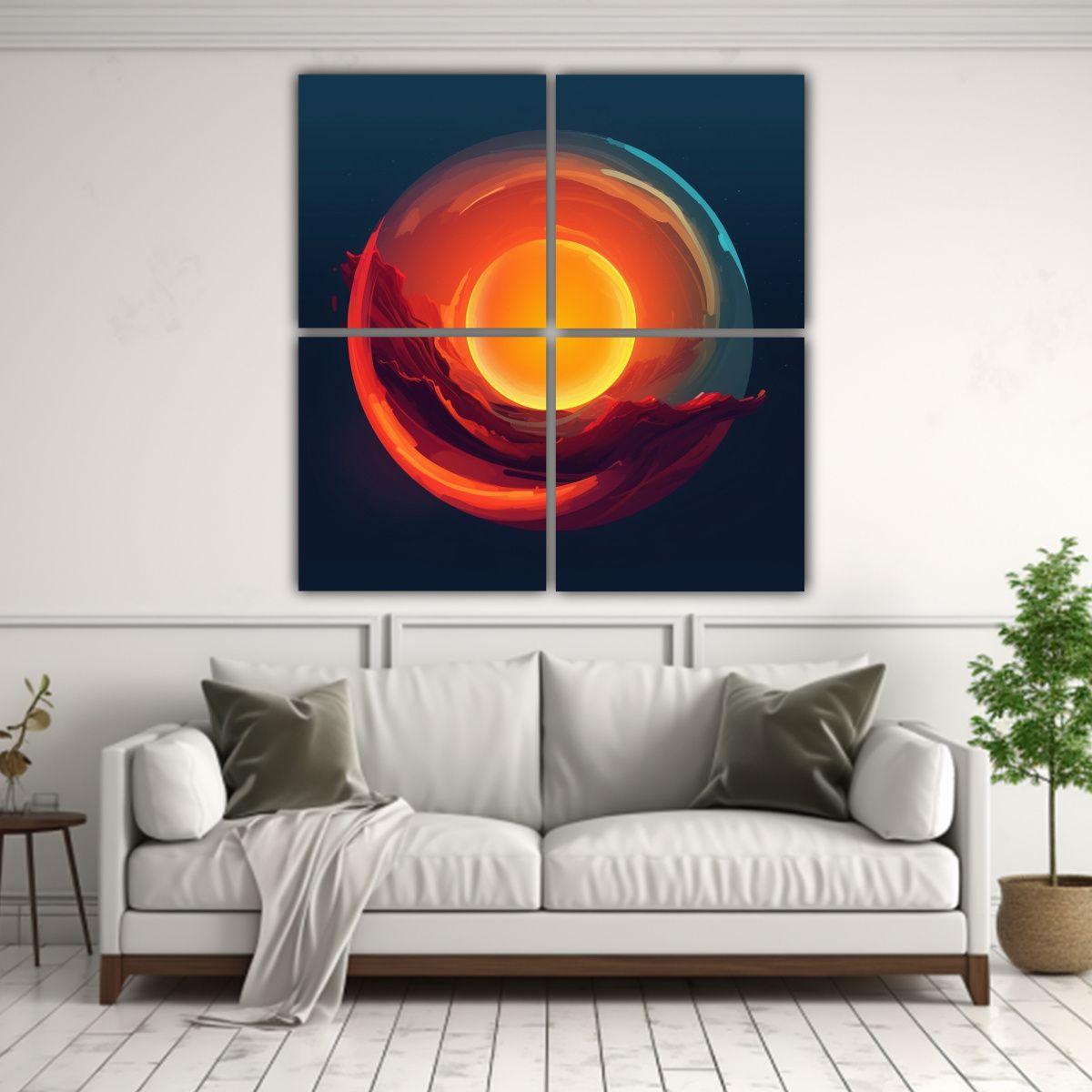 Cuadro Vintage Estilo Animación 2D Círculo Del 120x120 Cm-2