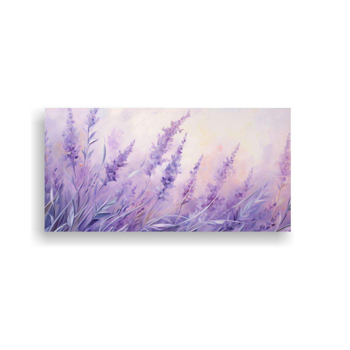 Pintura Abstracta De Hierbas En Tono Lavanda 40x20cm-0