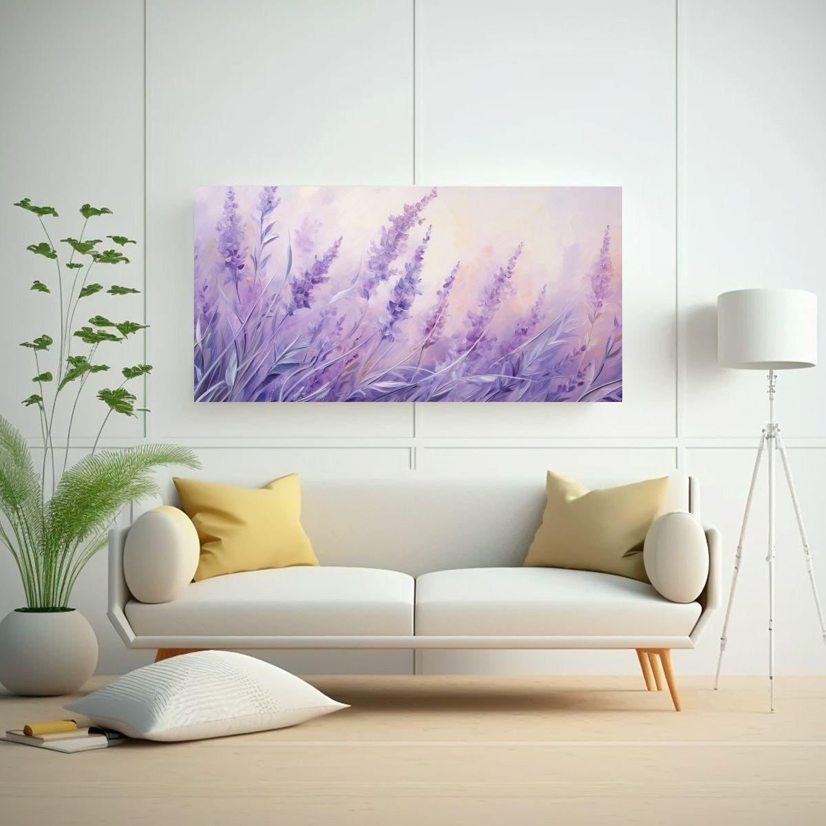 Pintura Abstracta De Hierbas En Tono Lavanda 40x20cm-2
