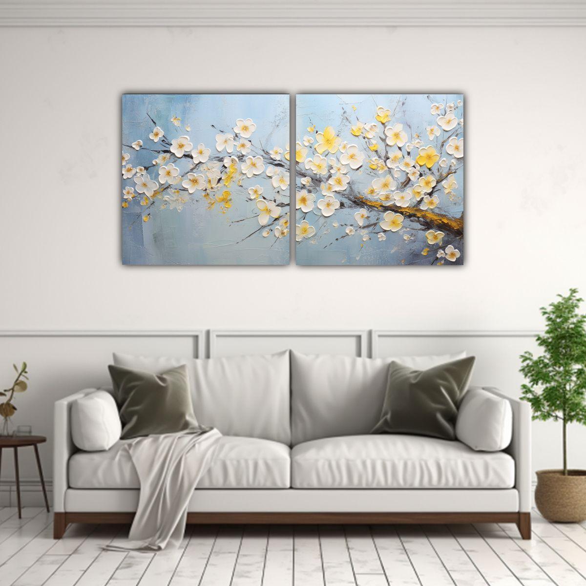 Pintura Moderna De Cerezos Amarillos En Lienzo 120x60 Cm-2