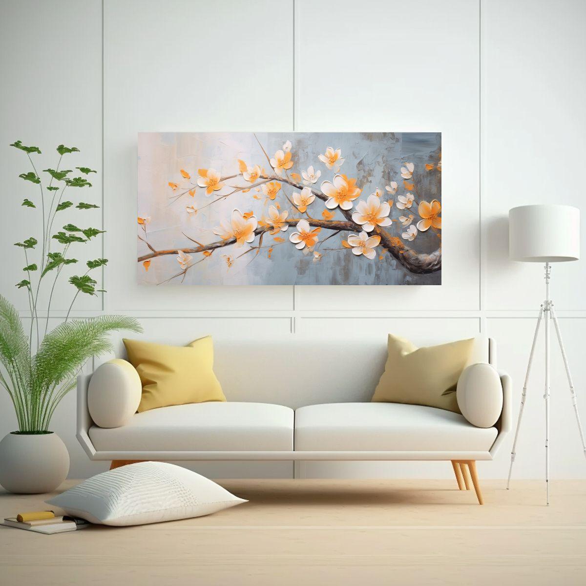Cuadro Decorativo: Formación De Cerezos En Flor 100x50cm-2