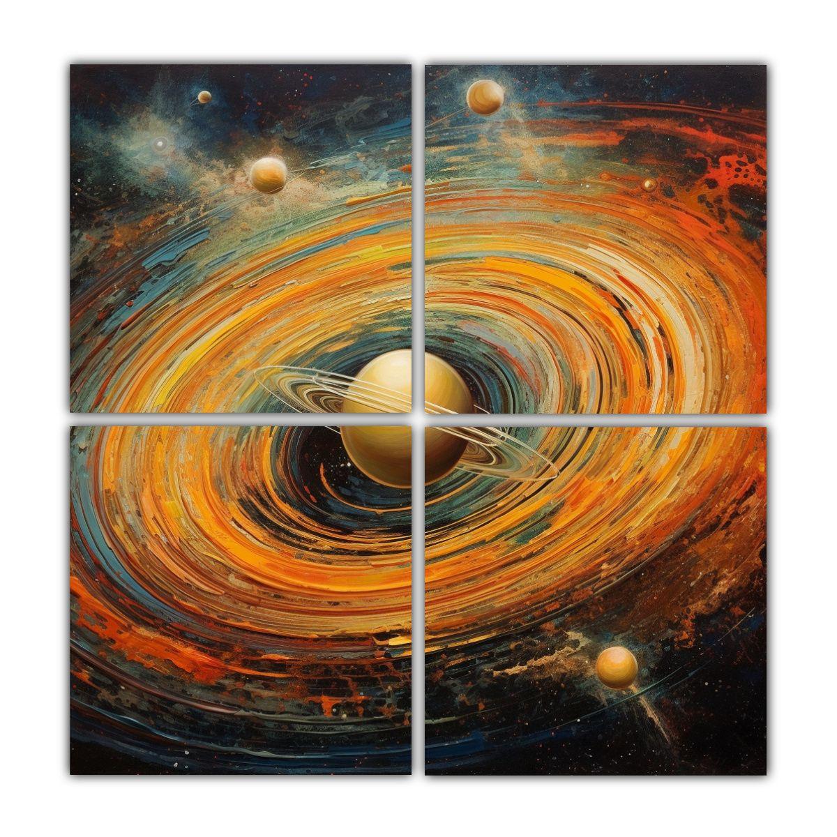 Cuadro Abstracto Saturno Anillos Temática Arte 60x60 Cm-0