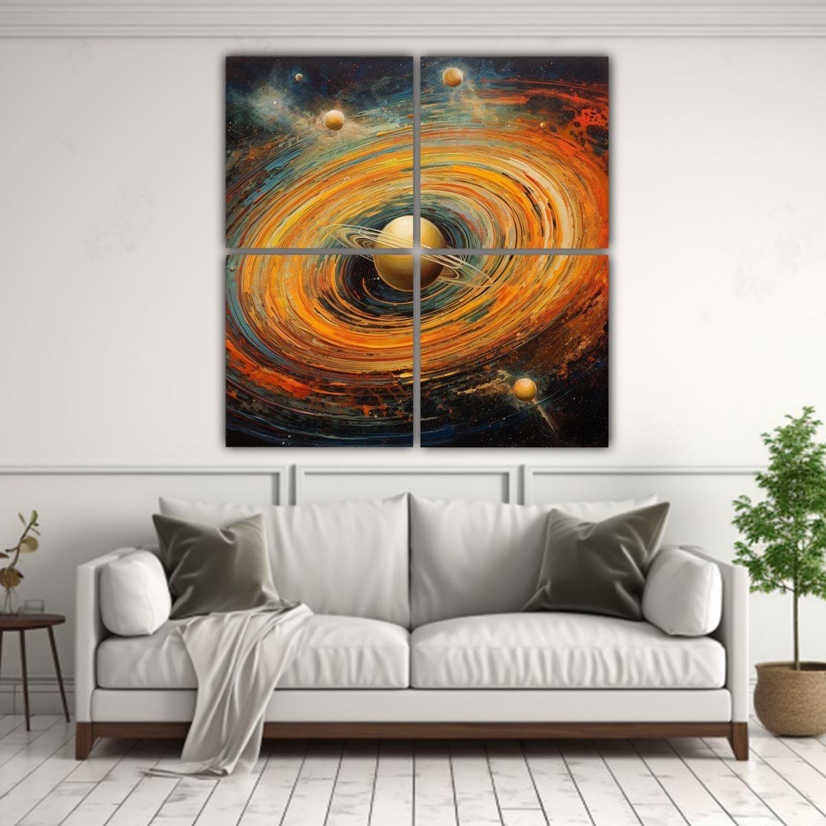 Cuadro Abstracto Saturno Anillos Temática Arte 60x60 Cm-2