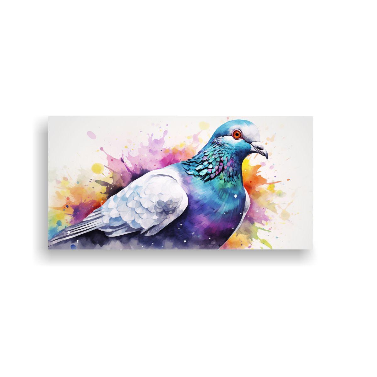 Cuadro Lienzo Abstracto Pintura Palomas Acuarela 140x70cm-0