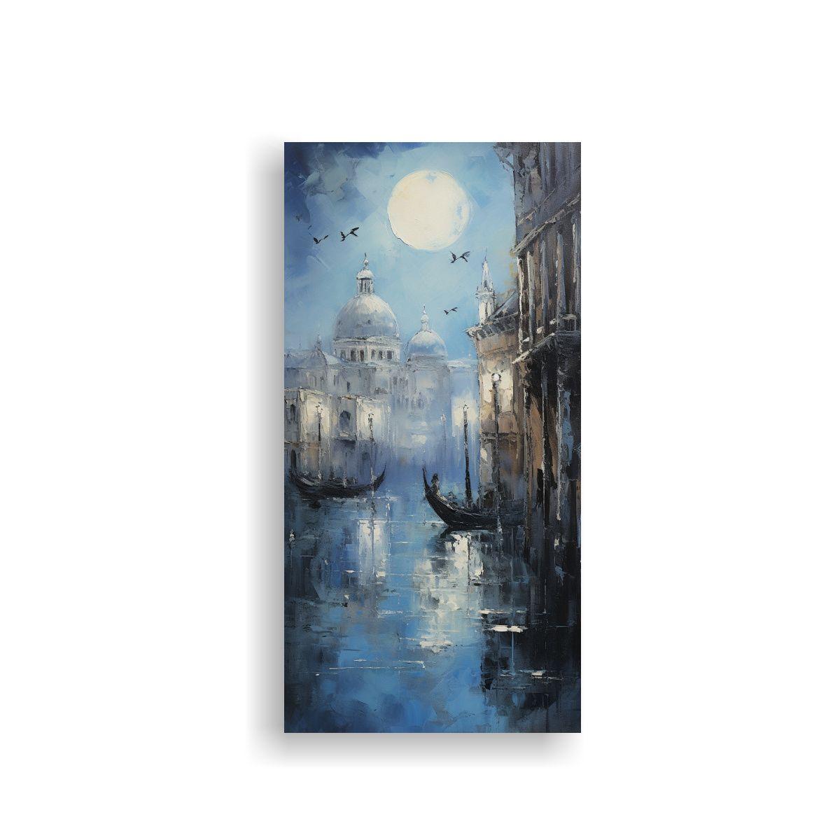Pintura De Pared Abstracta En Plateados Y Azules 30x60cm-0