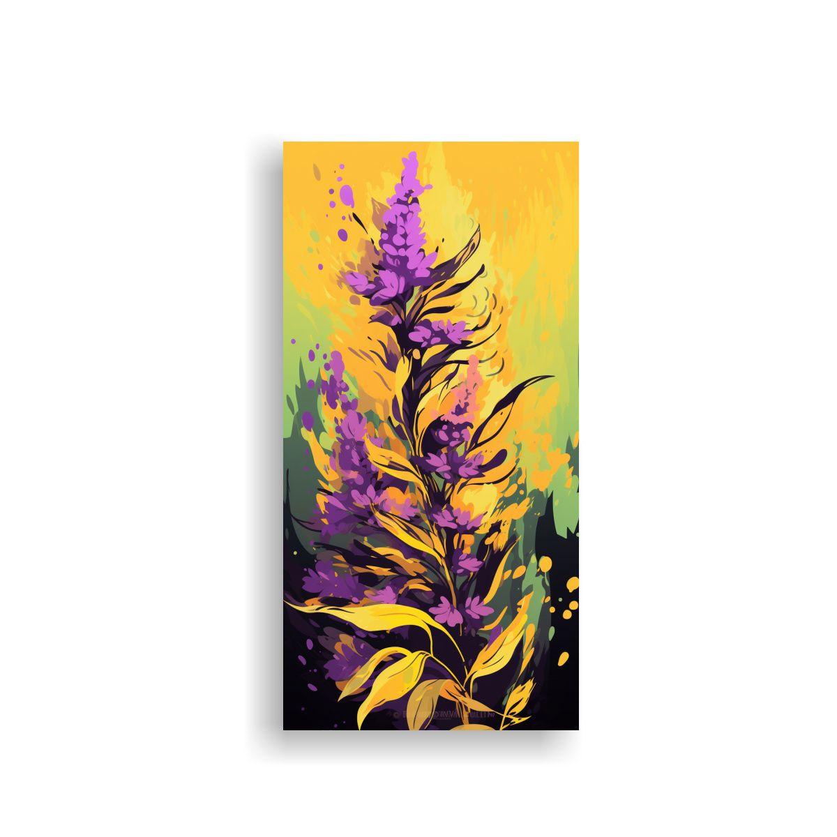 Cuadro Hermoso Simetrico Con Hierbas En Amarillo 30x60cm-0