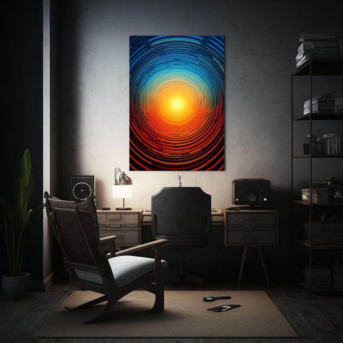 Lienzo Moderno Detalle Óptico Amarillo Azul 60x90cm-2