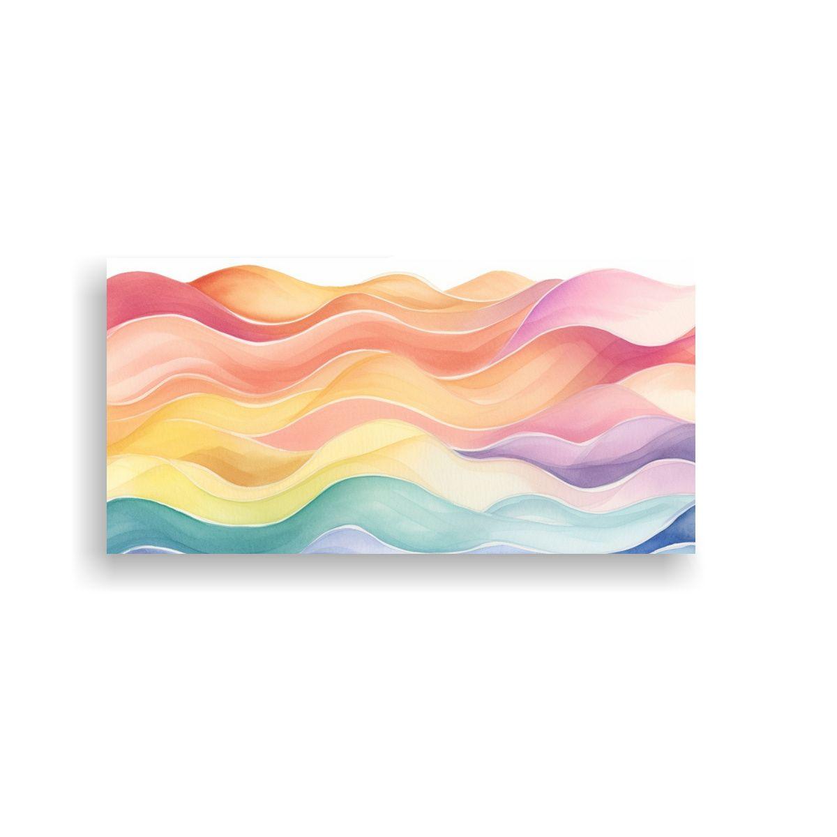 Cuadro Minimalista Agua Trazo Onda Fondo Pintado 60x30cm-0