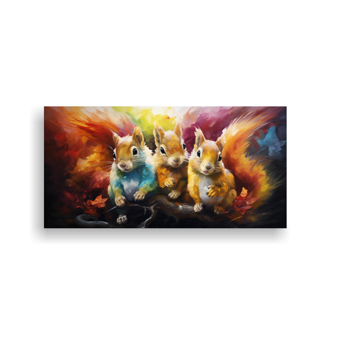 Pintura Al Estilo óleo Expresiva Estilo Ardillas  100x50cm-0