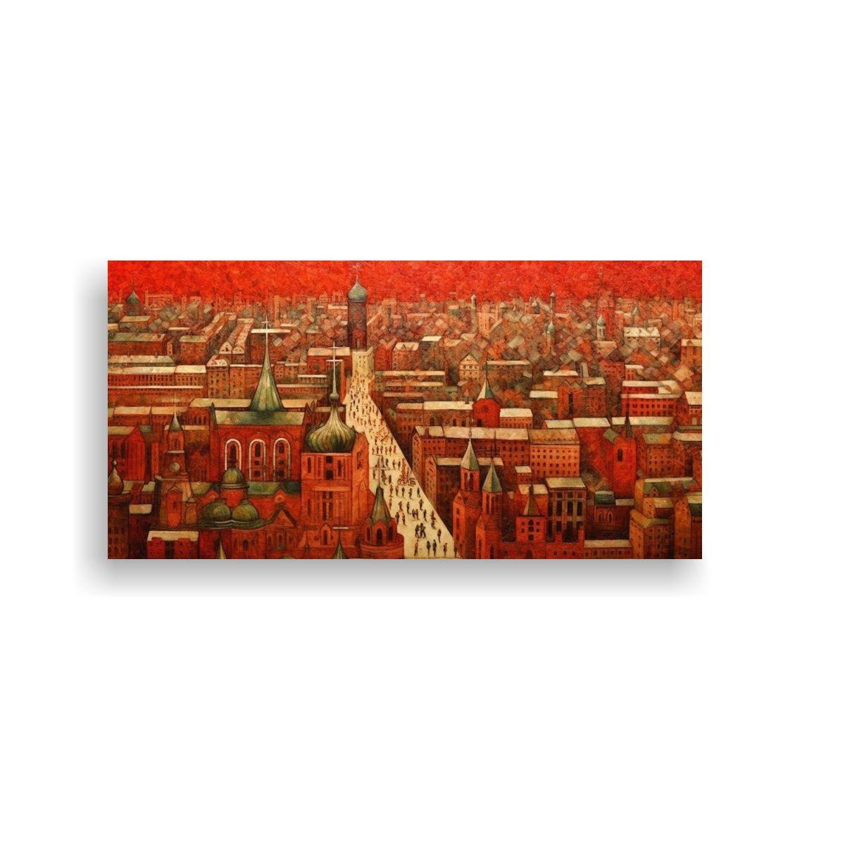 Lienzo De Tela Decorativo Cuarto Plaza Roja 1922 60x30 Cm-0