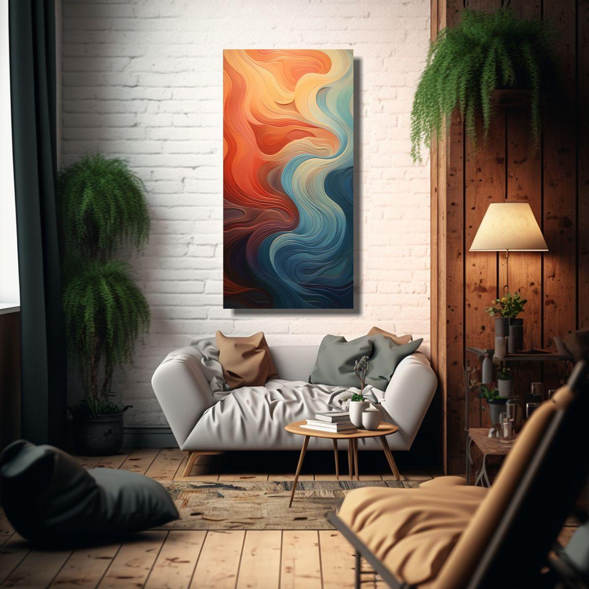Cuadro De Pared Arte Abstracto Sobre Tela 70x140cm-2