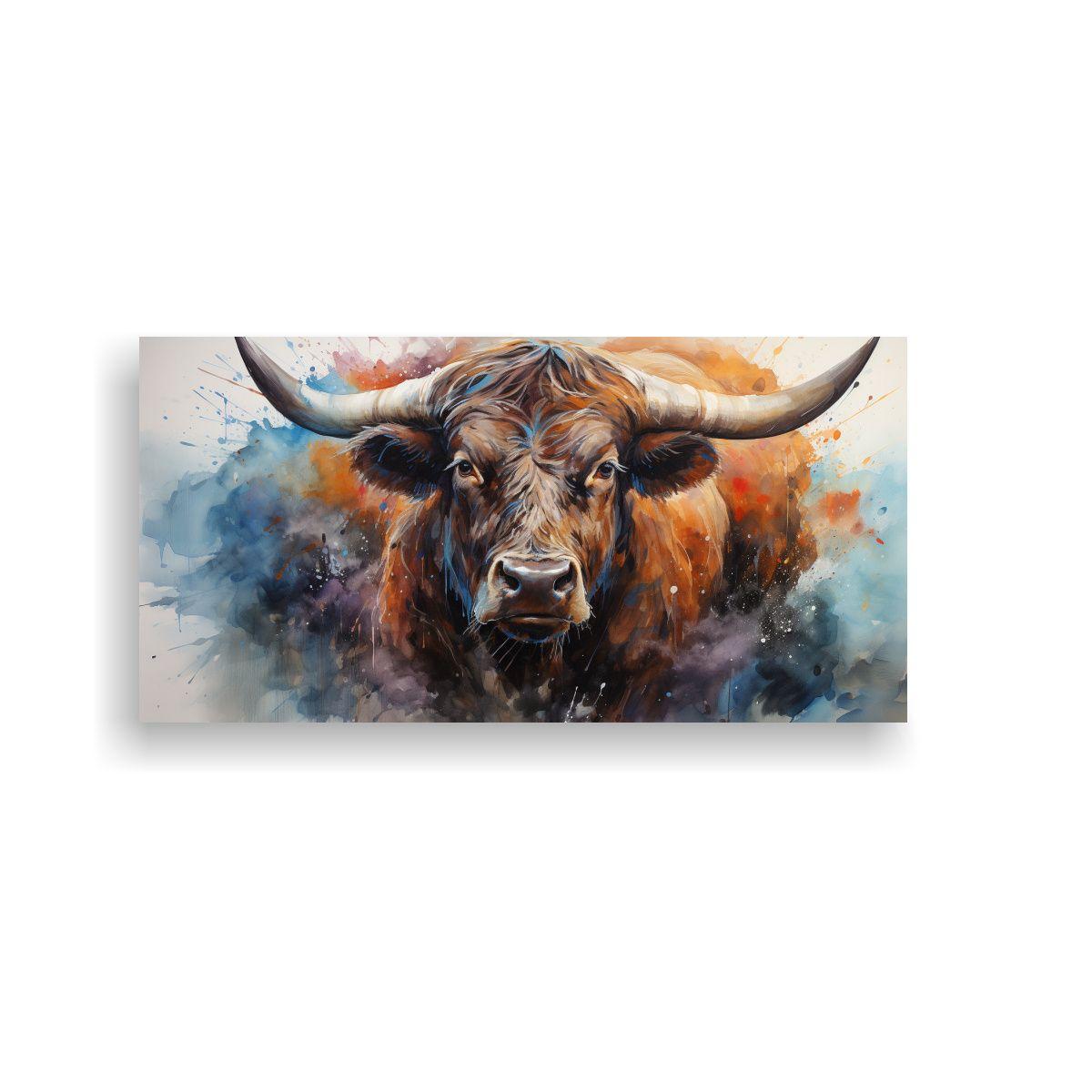 Lienzo Estilo Galería: Toros En Acuarela 40x20cm-0
