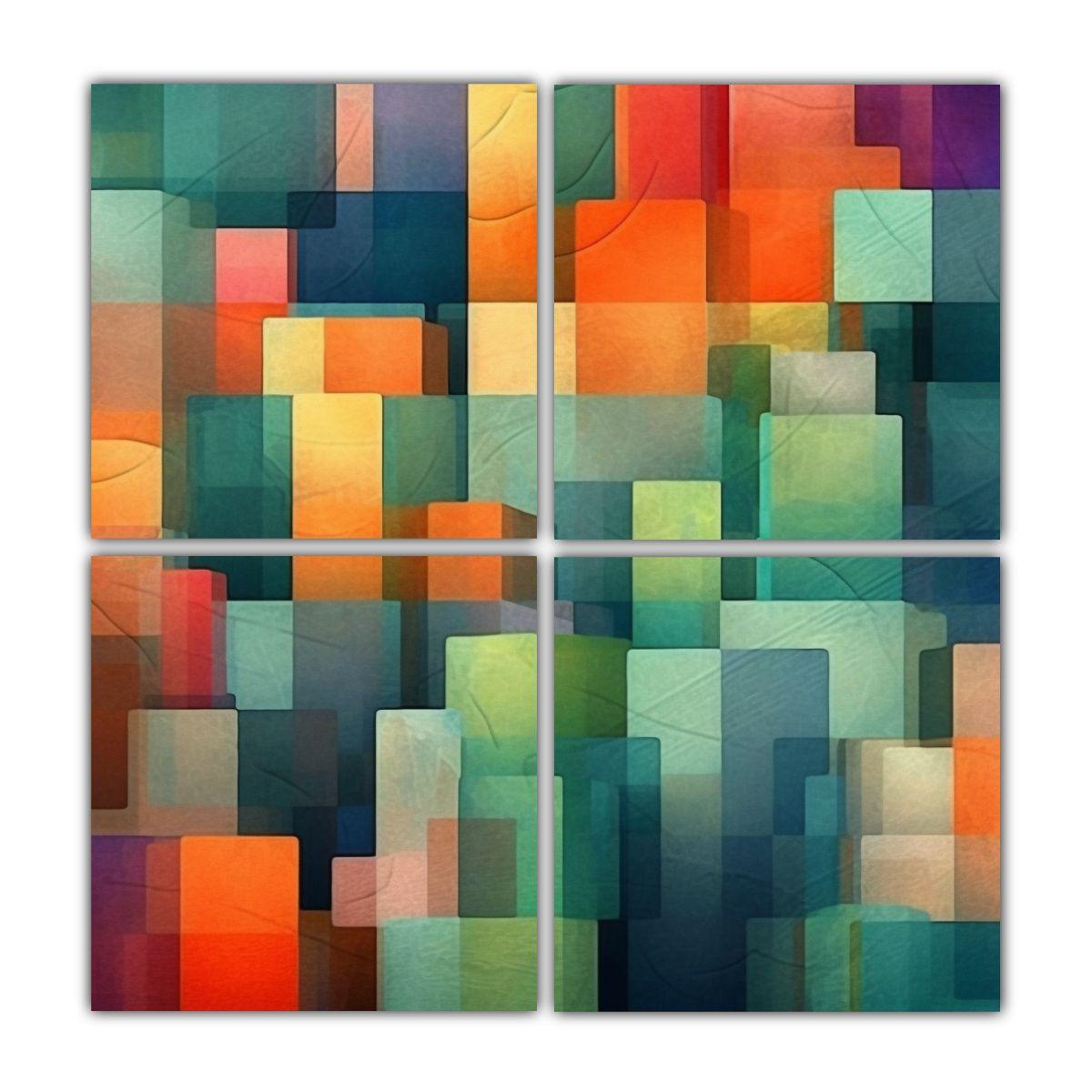 Cuadros Decorativos Con Bloques Coloridos De 100x100 Cm-0