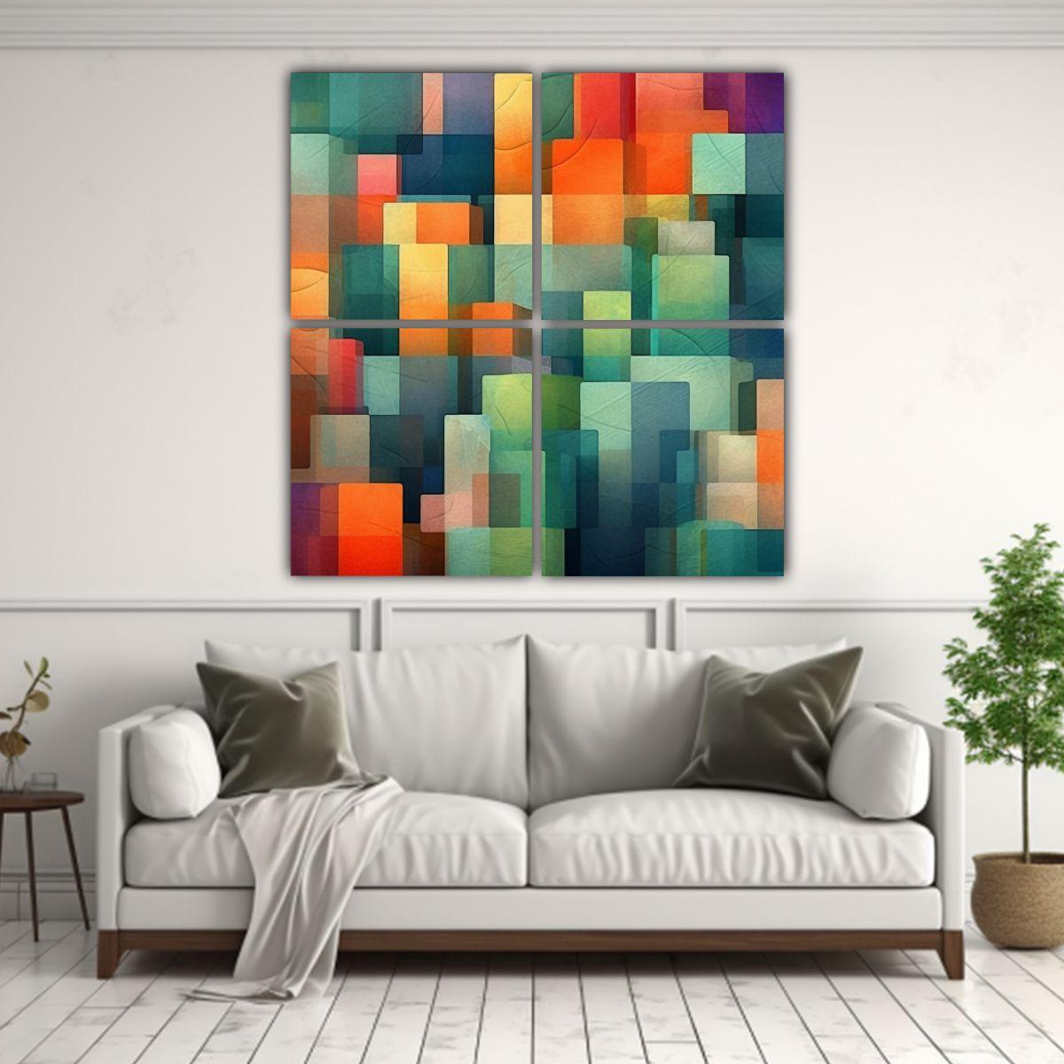 Cuadros Decorativos Con Bloques Coloridos De 100x100 Cm-2