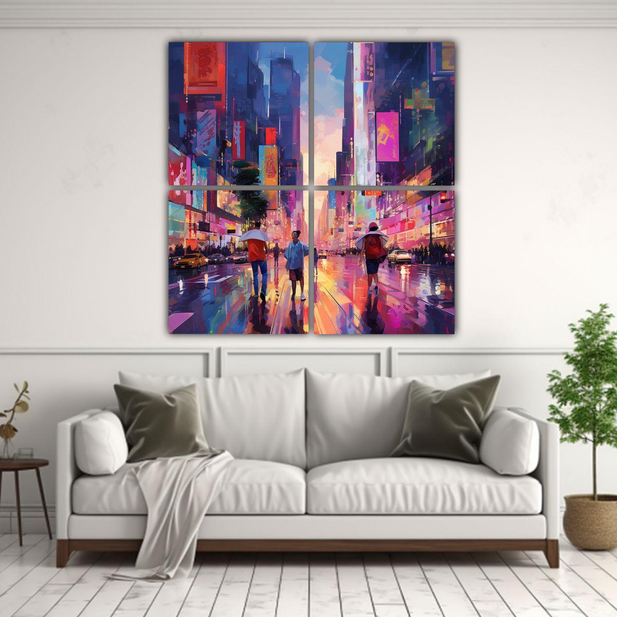 Pintura De Arte De Pared Impreso: Ciudad 200x200 Cm-2