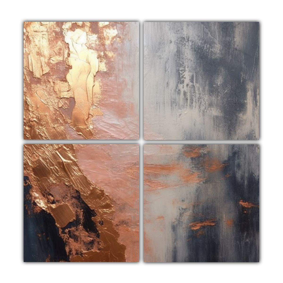 Cuatro Lienzos Vanguardia Actuales Con Hojas De 180x180 Cm-0
