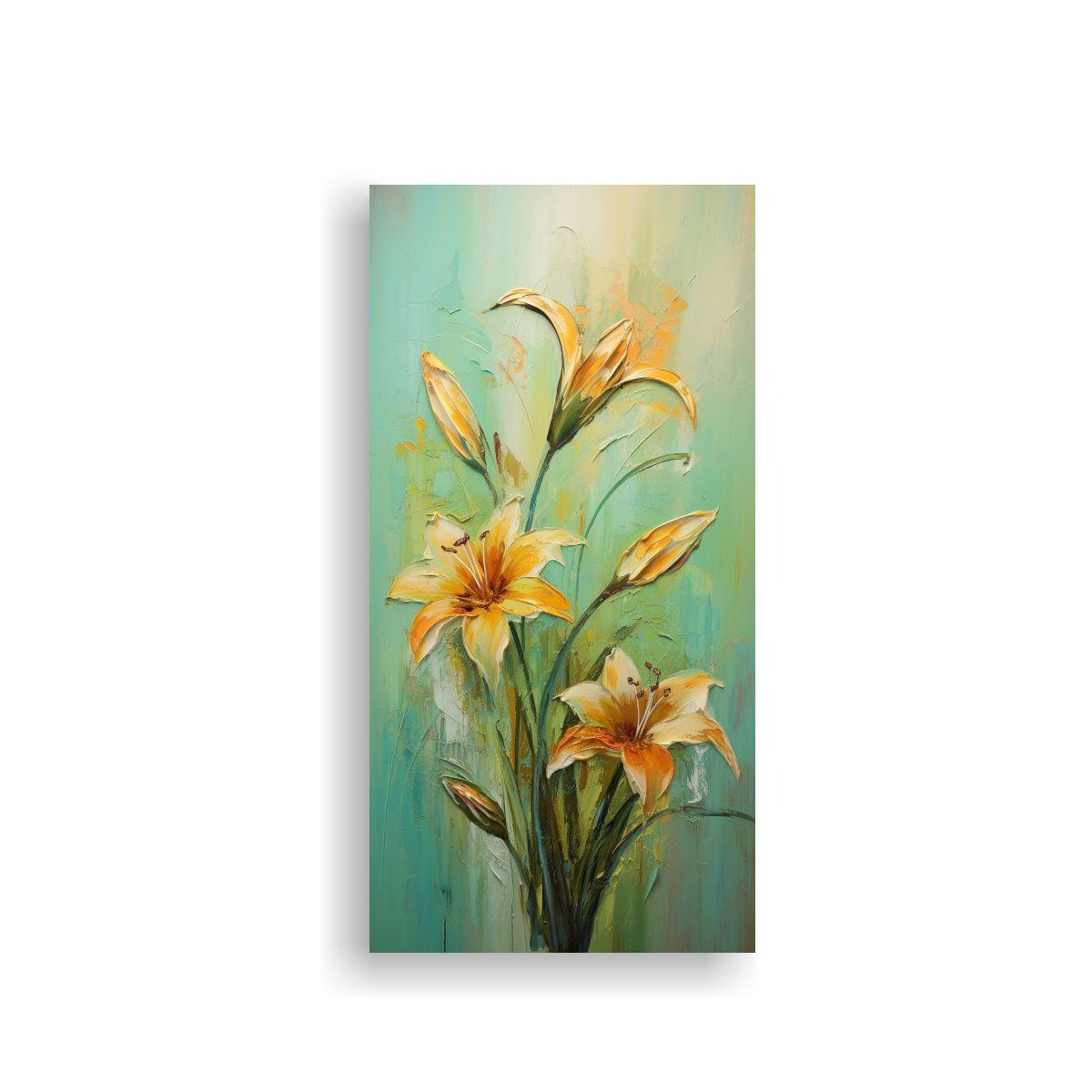 Arte En Perspectiva: Pintura Floral En Lienzo En 40x80cm-0