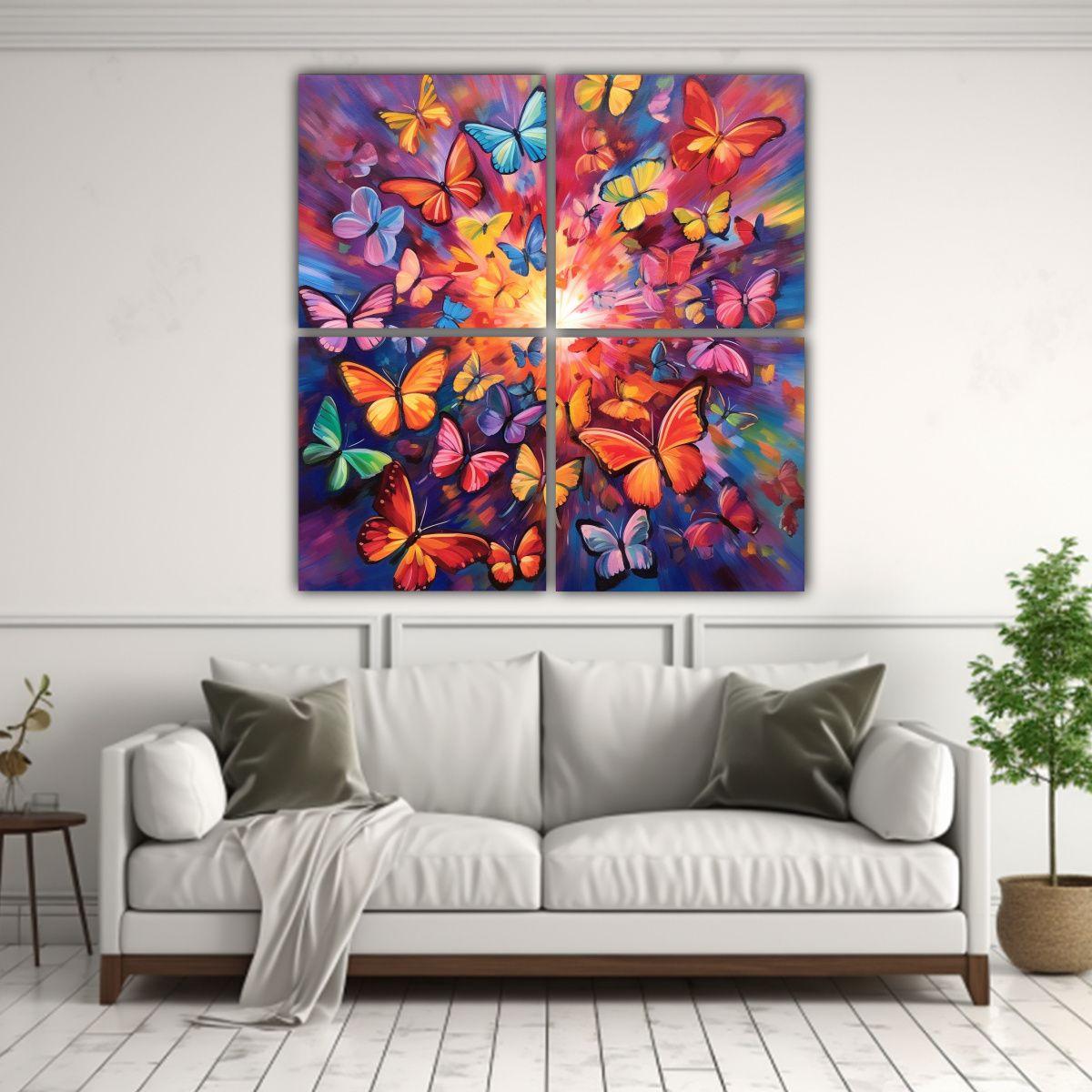 Pintura De Mariposa En Caleidoscopio, Tema 160x160 Cm-2