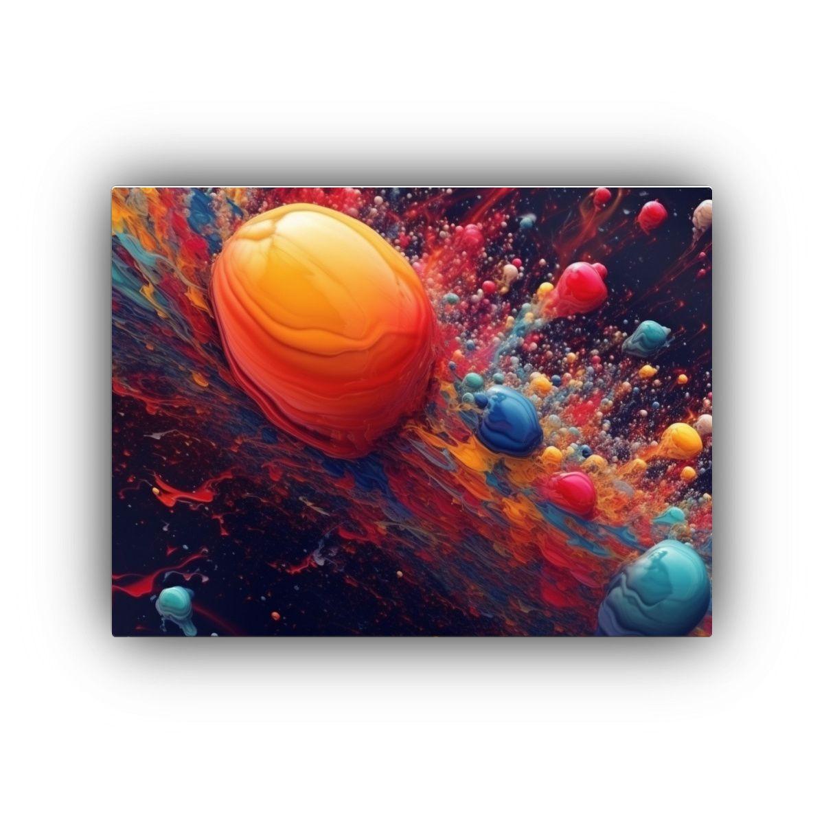 Pinturas Decorativas Ambiente Cósmico Con Manchas De Pintur 120x80cm-0