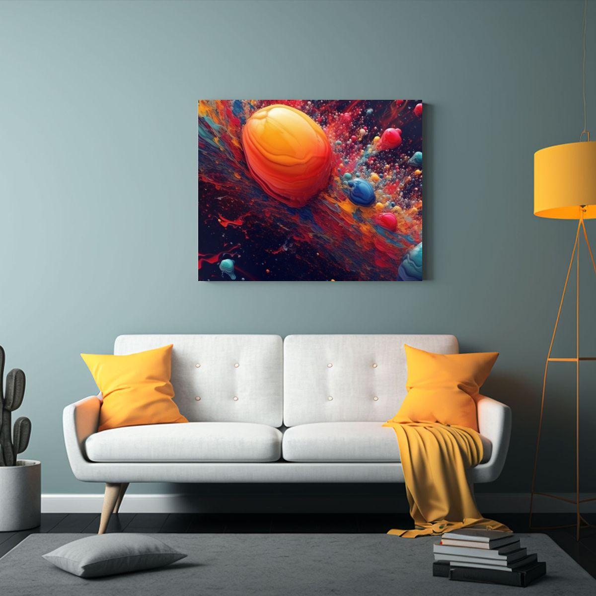 Pinturas Decorativas Ambiente Cósmico Con Manchas De Pintur 120x80cm-2