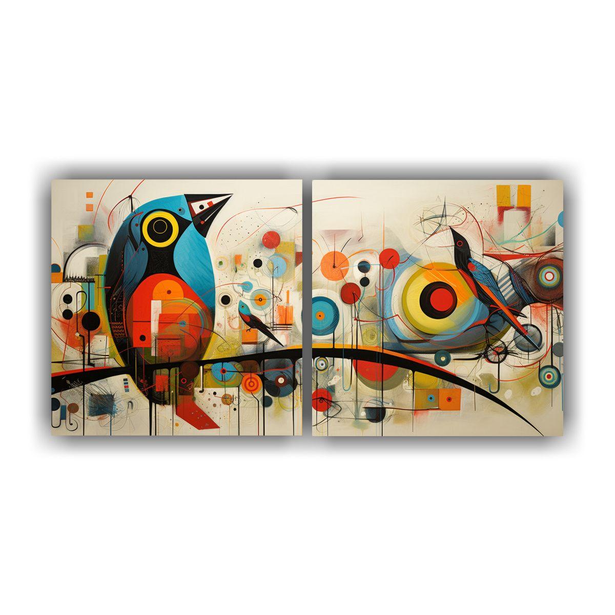 Cuadros De Pájaros Abstractos Para Decoración 40x20 Cm-0